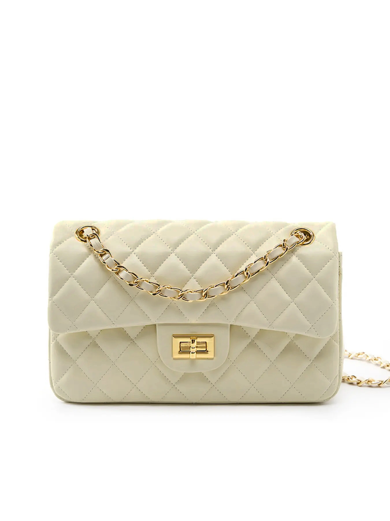 GEORGETTE BEIGE TOP GRAINE LEATHER