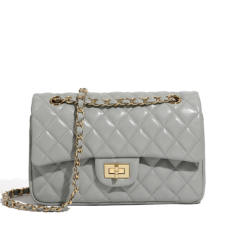 [2382_GREY_TOP GRAINE LEATHER] GEORGETTE GREY TOP GRAINE LEATHER